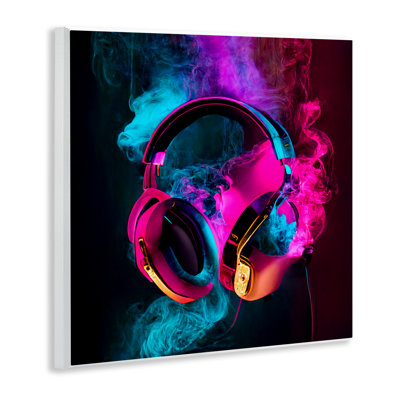 Plaque murale Power Play rose et bleu pour casque, design par Sasha