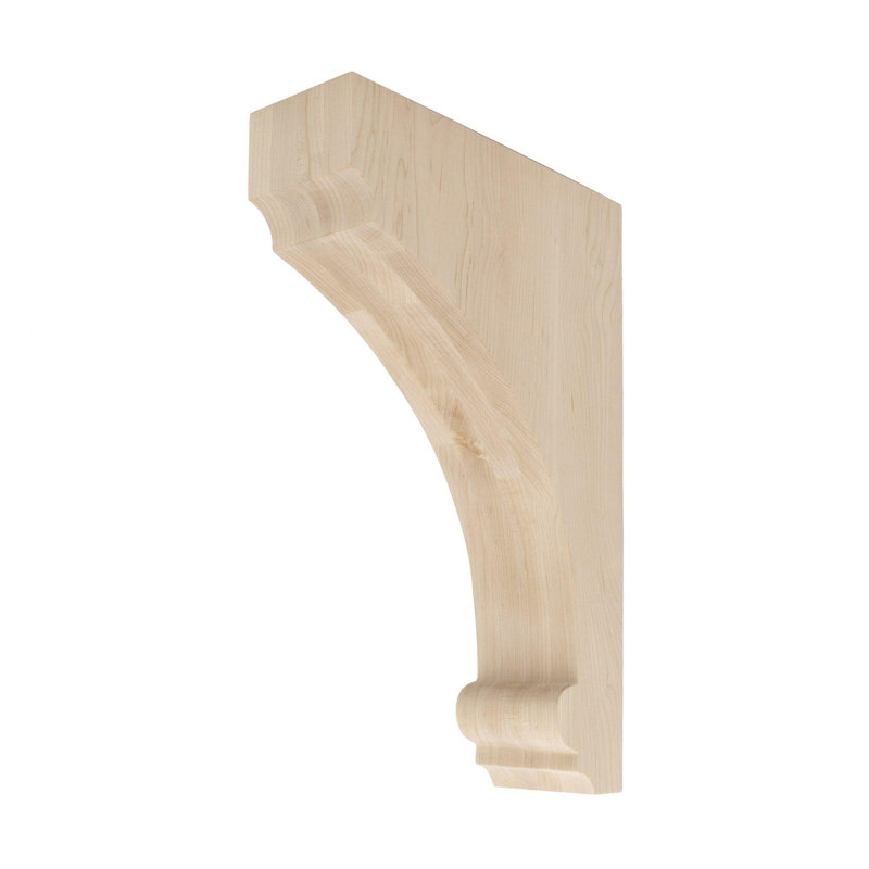 Grand corbeau de support en bois massif traditionnel non fini 14 po x 3 po x 9 po, Érable dur pêche