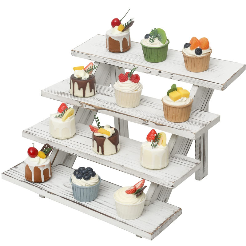 Présentoir rustique en bois pour 24 cupcakes, White