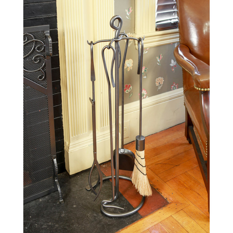 Ensemble d’outils de cheminée en fer forgé 4 pièces Everson