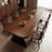 Nut-brown+Black Rectangular Solid Wood Dining Table-311030511