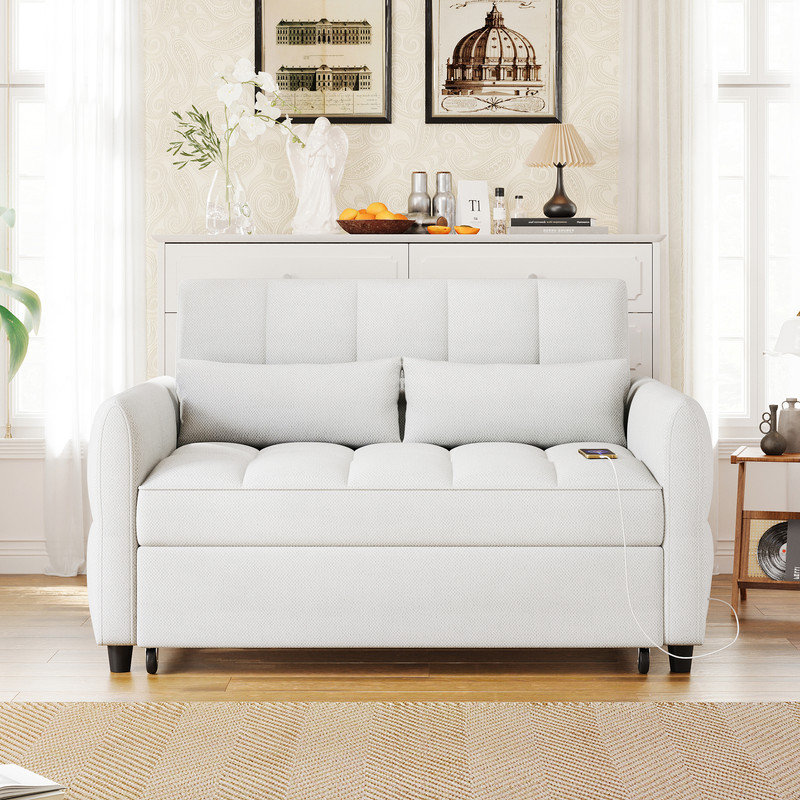 Canapé-lit rembourré 52,8 po, Beige