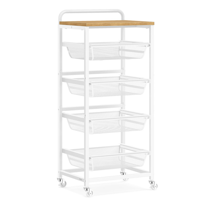 95cm H x 40cm W Utility Cart with Wheels, Oak/White