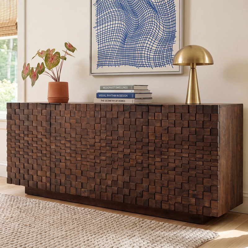 Givens 75" Carved Wood Sideboard