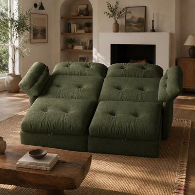 Ceci est un canapé multifonctionnel avec un canapé-lit convertible de 81,5 pouces. Il est dans une conception deux-en-un, convient à la fois assis et couché. Il est fait de tissu moelleux et convient aux deux salons.