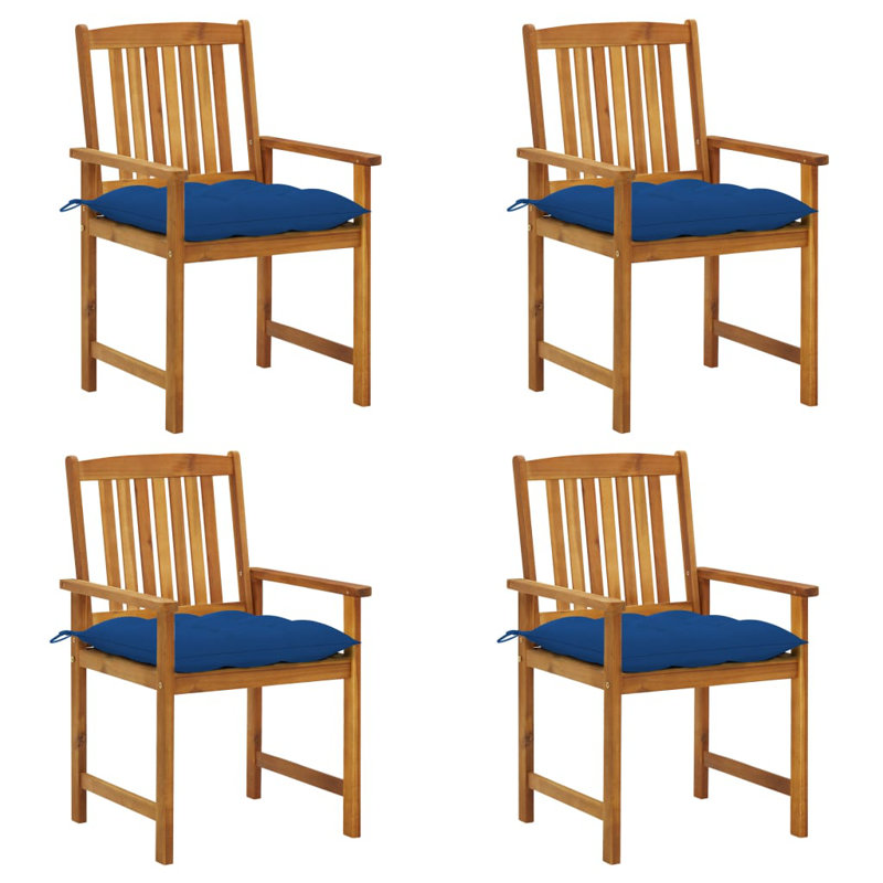 Chaise de patio avec coussins Dederang, Brun, Bleu royal