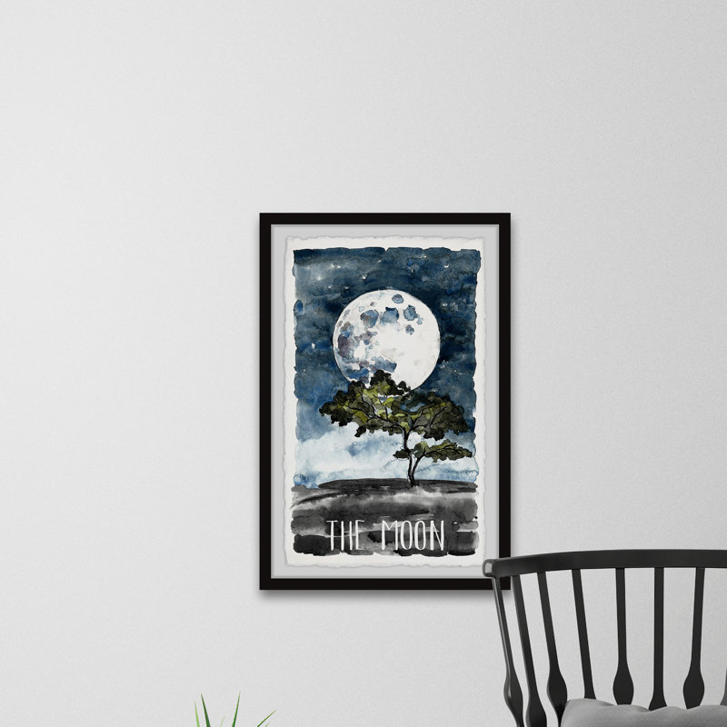 Stars and Full Moon 1 Piece Single Picture Frame Painting, 91cm H x 61cm W x 3.81cm D