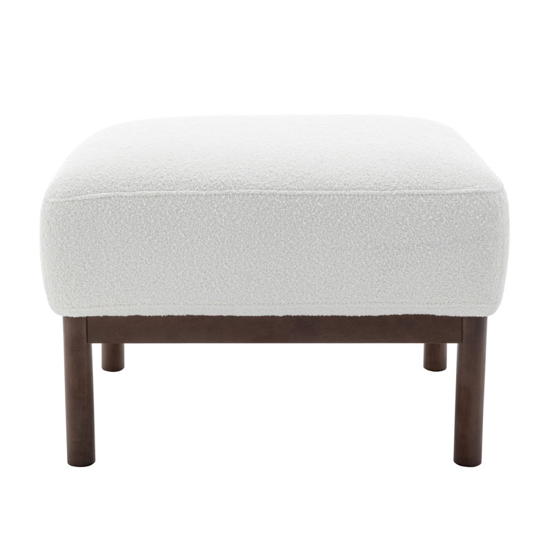 Kreindler Upholstered Ottoman, Cream Polyester