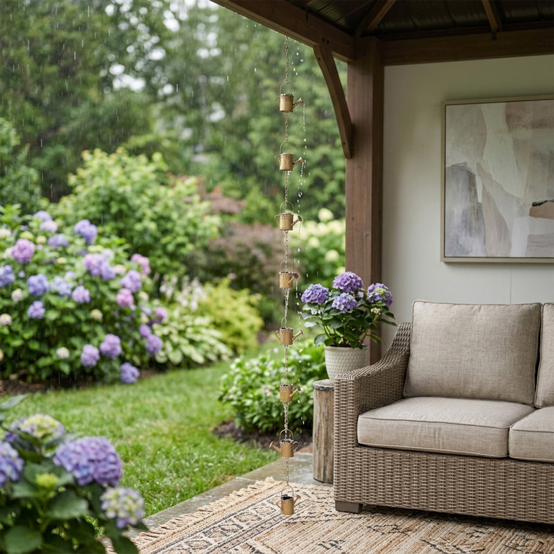 Carillon décoratif en forme d'arrosoir pour l'extérieur - Carillon suspendu pour le jardin, à accrocher aux branches d'arbres ou à décorer dans la cour - 231 cm, doré