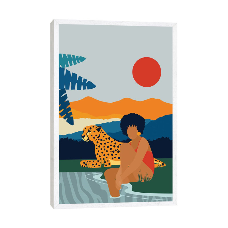 Jungle Boogie - Print on Canvas, 152.5 cm H x 101.5 cm W, White Framed