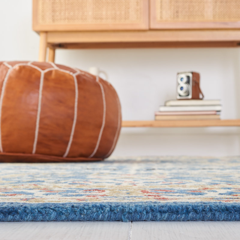 Antiquity Hand-Tufted Dark Blue Area Rug, Rectangle 8' x 10'