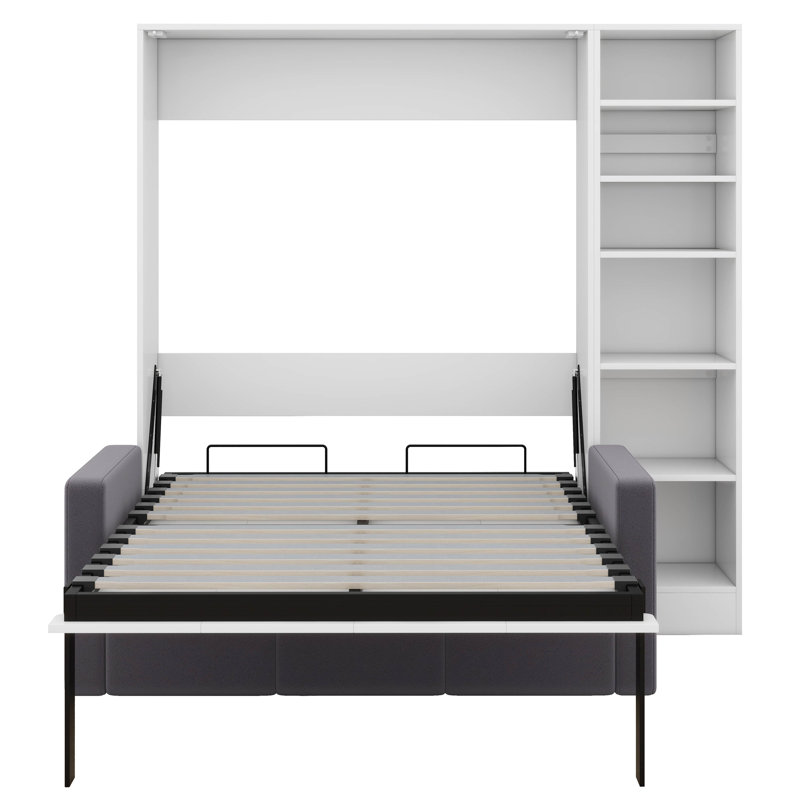 Lit escamotable avec canapé et tablettes Mironda, Double 