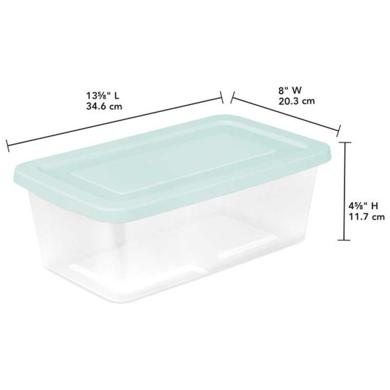 Sterilite 6 Qt Storage Boxes, Clear Plastic Containers with Lid, Set of 60, Mint