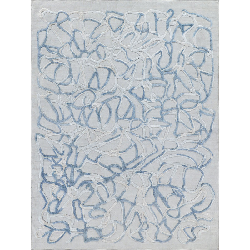 Goudy Hand-Loomed Blue Area Rug, Rectangle 8' x 10'