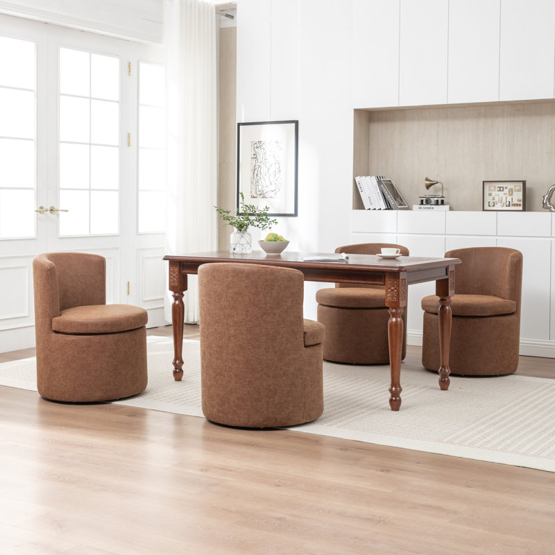 Charys 31.5"  Faux Leather Dining Chair(Set of 4), Dark Brown