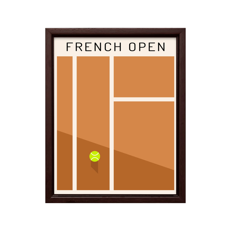 Tennis Open de France, Canvas, 18"H x 24"W, Brown Framed