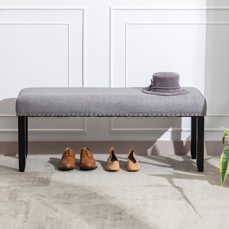 Syne Linen Upholstered Bench, Grey
