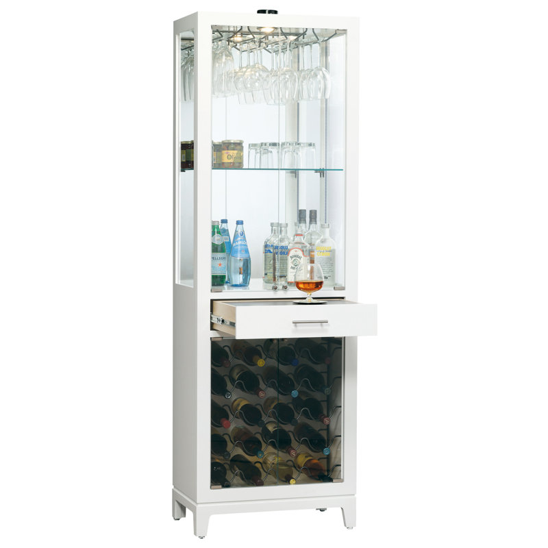 Samson Silver Wine and Bar Cabinet with Lighting, Gloss White