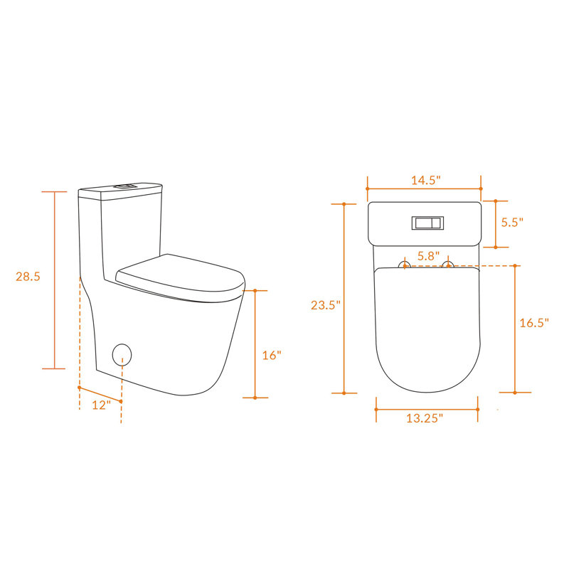 Toilette ronde une pièce à double chasse (siège inclus)