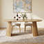Table Ã  manger ovale moderne Ã  double pied central en bois, 79 po, avec piÃ¨tement en bois massif, pour 8 personnes-1770603414