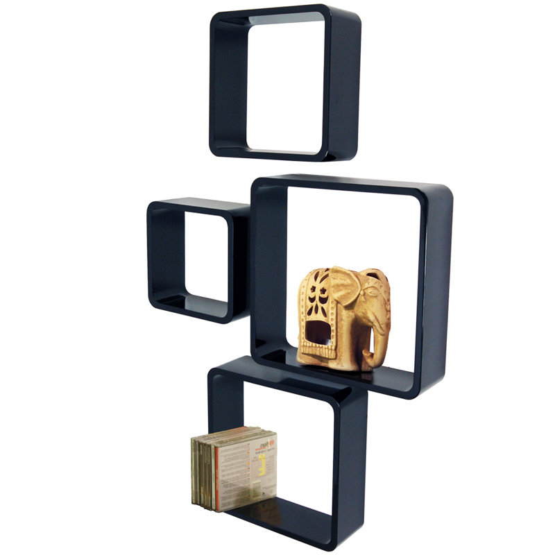 4 Piece Floating Shelf, Black