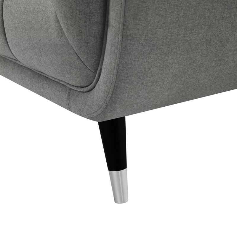Simon 225.6Cm Square Arms Sofa, Black/Silver, Grey