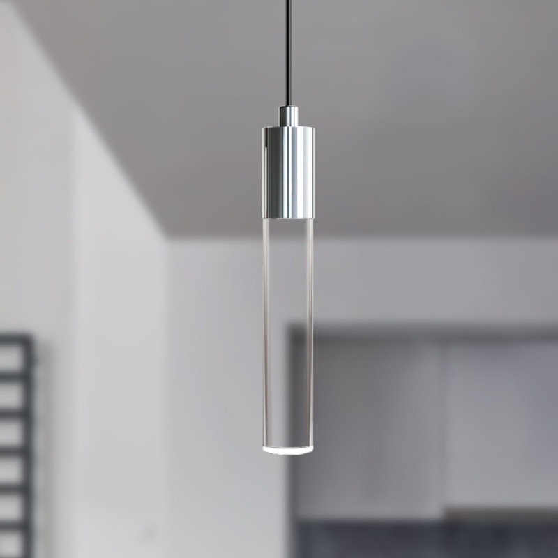 1 - Light Single Cylinder LED Pendant, Polished Chrome