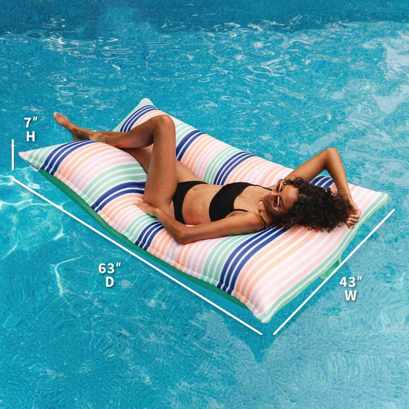 Flotteur Big Joe Lagoon, sans gonflage nécessaire, Lagoon Lounger, Rayures turquoise