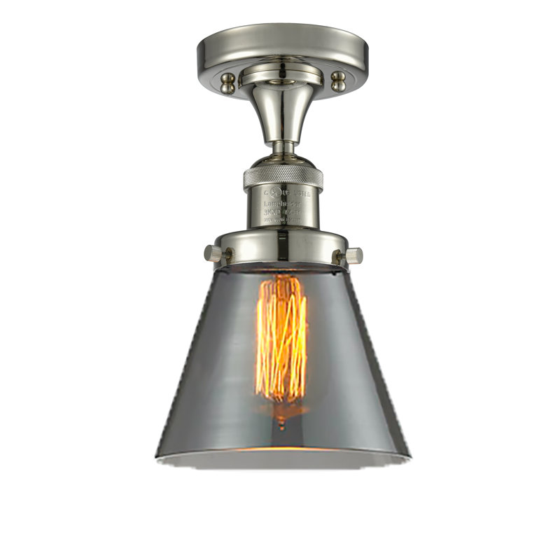 Glass Semi Flush Mount, Polished Nickel, Smoked