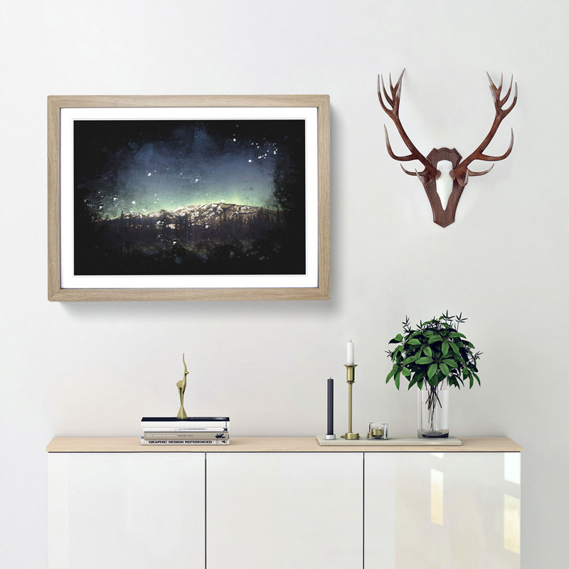 Northern Lights over in Canada - Picture Frame Graphic Art Print, Oak Framed, 33cm H x 45cm W x 2cm D