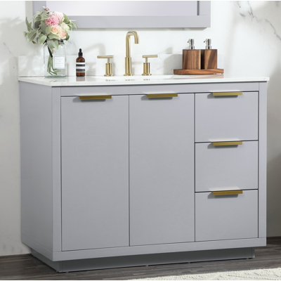Broadlands 42'' Single Bathroom Vanity with Engineered Marble Top