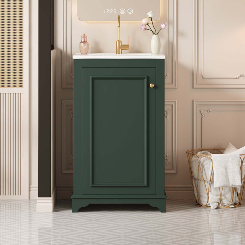 Meuble-lavabo de 20 pouces avec lavabo en céramique, Vert