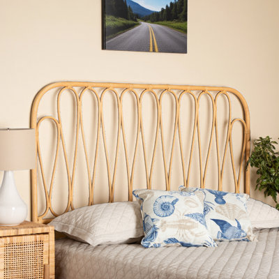 Grande tête de lit en rotin naturel de style bohème moderne Kael, H 33,37 po x l 63,65 po x P 1,81 po