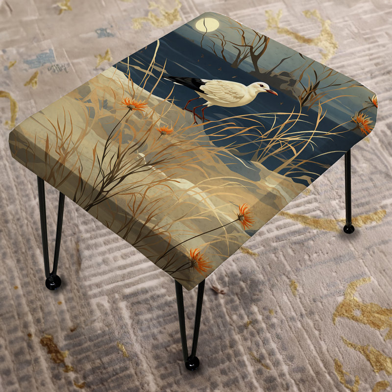 Mouette beige - motif de bord de mer - repose-pieds rectangulaire imprimé animal