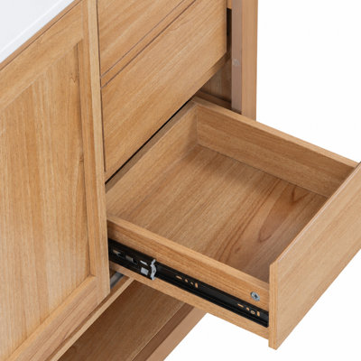 Meuble-lavabo autoportant de 36 pouces avec lavabo en céramique, armoire, 2 tiroirs et tablette ouverte