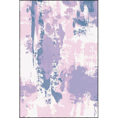 Pink Pastel Painted Themed Woven Base Washable Carpet