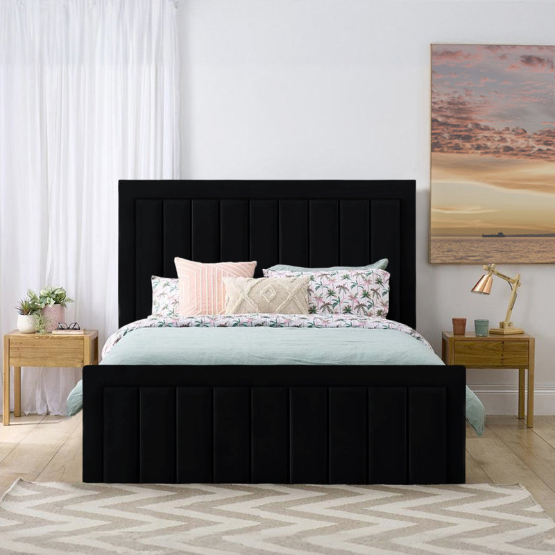 Antrone Upholstered Ottoman Storage Bed, Double (4'6), Black