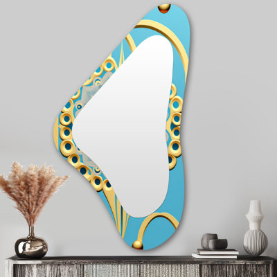 Blossoming Golden Moon II - Religious Landscape 3D Shapes Irregular Traditional Large Wall Mirror