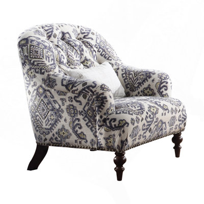 Chaise à motif en tissu avec coussin