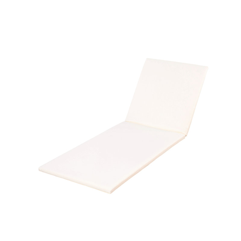 2" Thick Chaise Lounge Cushion - Waterproof Foldable 2-Section Design-For Poolside, Patio & Garden, Cream
