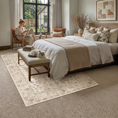 Hayes Vintage Floral Medallion Washable Area Rug