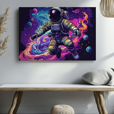 Toile, art mural, Exploration cosmique, astronaute, toile, voyage dans l'espace dynamique avec couleurs tourbillonnantes, prêt à accrocher
