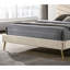 Très grand lit beige avec tête de lit en flanelle Mid-Century-73532083