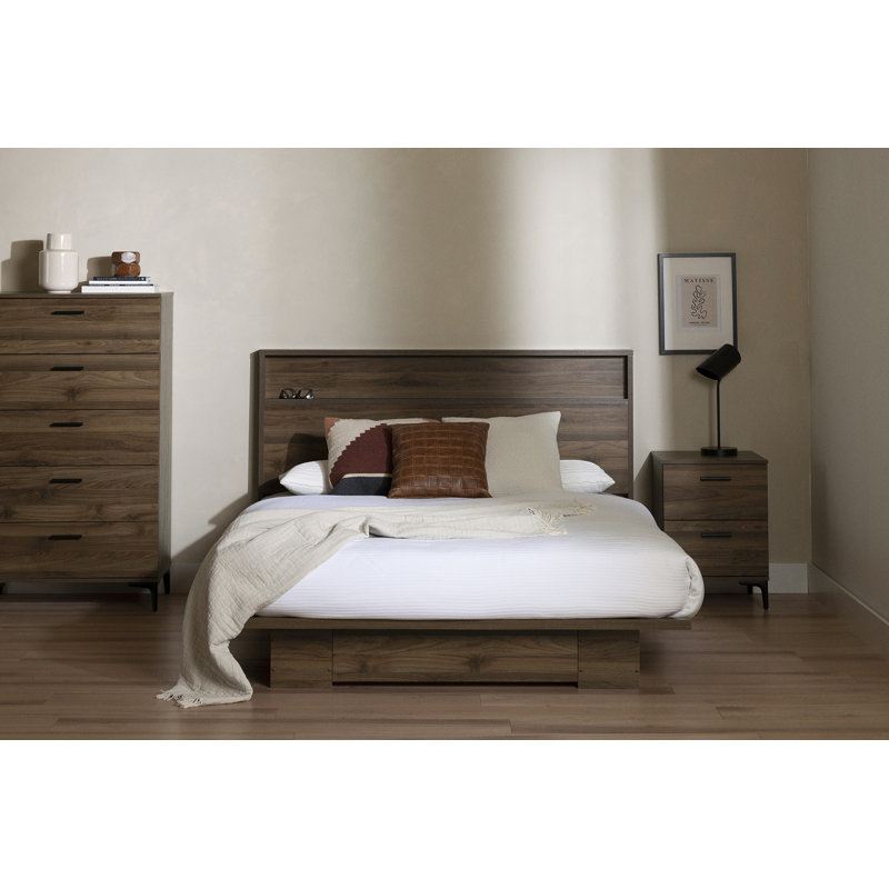 Jalani Platform Bed and Headboard Set, Brown
