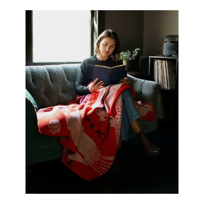 Peace Throw Blanket, Flamingo