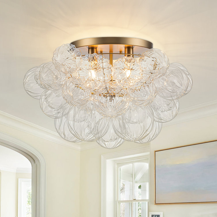 4-light Handcrafted Glass Bubble Semi-flush Mount