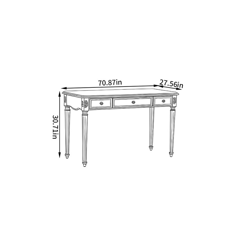 Bureau de style européen, H 30,71 po x l 70,87 po x P 27,56 po