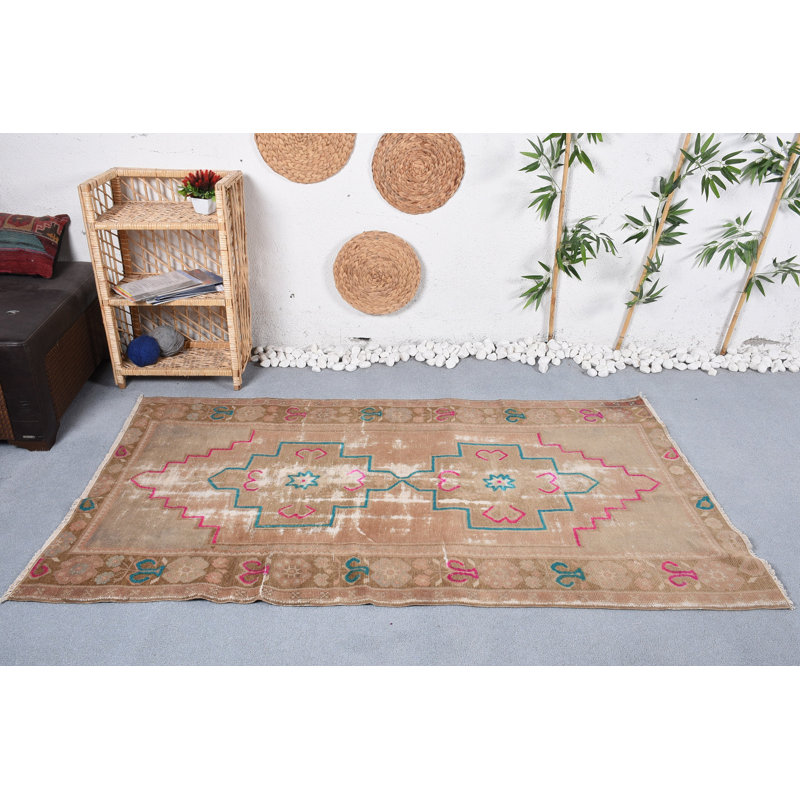 Tapis Boho, tapis rétro, tapis bruns, tapis 3,8 x 6,4 pi, tapis décoratifs, tapis turc
