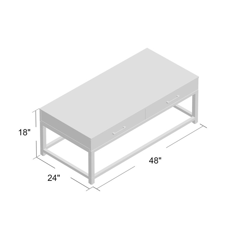 Ungar Coffee Table, White, Chrome