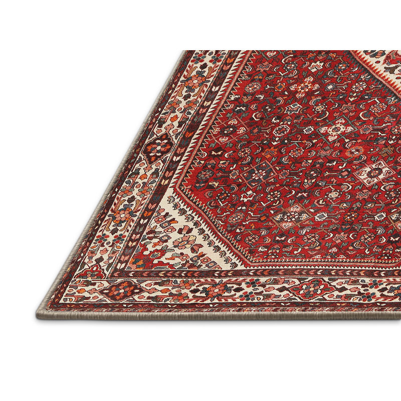Tapis traditionnel rouge / beige, Rectangle 7 pi x 10 pi